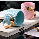 Axyaa Golden Mermaid Tail Ceramic Cup | 400ML Creative Tea Coffee Milk Mug