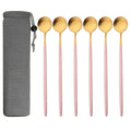 Axyaa Matte Stainless Steel Long Handled Stir Spoon Set