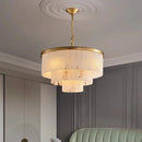 Axyaa Luxury Copper Resin Chandelier with Marble Accents for Living Room and Bedroom