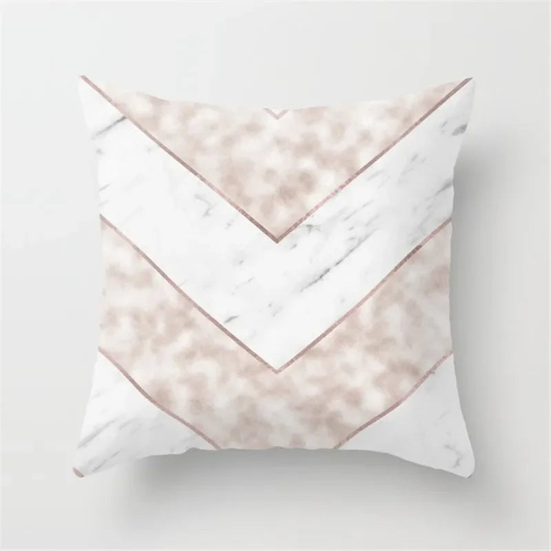 Pink Glitter Letter Flower Geometric Cushion Cover by Axyaa