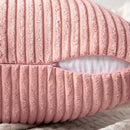 Axyaa Grey Patchwork Striped Corduroy Throw Pillow Cover