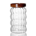 Axyaa Striped Glass Airtight Canister for Kitchen Storage - Coffee Beans, Grains, Candy Jar