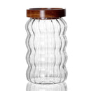 Axyaa Striped Glass Airtight Canister for Kitchen Storage - Coffee Beans, Grains, Candy Jar