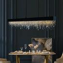 Axyaa Luxury Crystal Chandelier LED Hanging Light Fixture Gold/Black Island Pendant Lamp