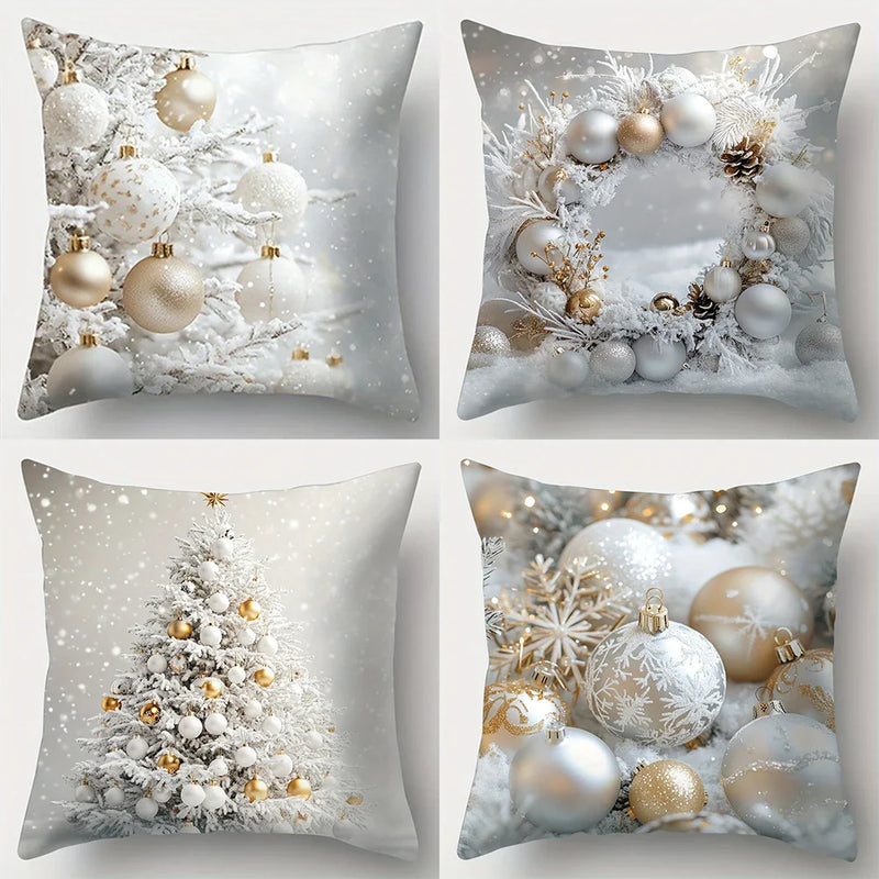 Axyaa Winter Christmas Tree Ball Pillowcase - Home Decor festive accent