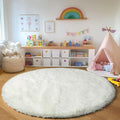 Axyaa Soft Shaggy Round Area Rug for Living Room Kids Bedroom Gray