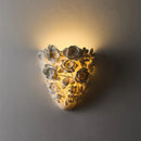 Axyaa French Retro Carved Flower Wall Lamp White Resin Living Room Bedside Designer