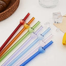 Axyaa Heart Glass Straws: Reusable, Eco-Friendly, 4-Pack with Cleaning Brush