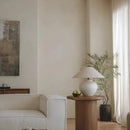 Wabi-sabi Retro Ceramic Table Lamp with Fabric Shade for Home Decor by Axyaa