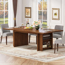 Axyaa 63-Inch Industrial Wooden Dining Table with Storage Shelves for 6-8, Rectangular Kitchen Furniture