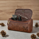 Axyaa Men's PU Leather Toiletry Bag: Personalized Travel Organizer for Groomsmen, Birthday, Bachelor Gift