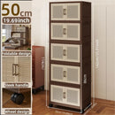 Axyaa 5-Tier Foldable Storage Cabinet with Wheels for Clothes Organization