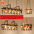 Axyaa Industrial Rust Metal Wine Bottle Chandelier LED Pendant Lamp