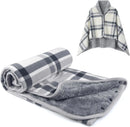 Axyaa Plaid Fleece Poncho Throw Blanket with Buttons