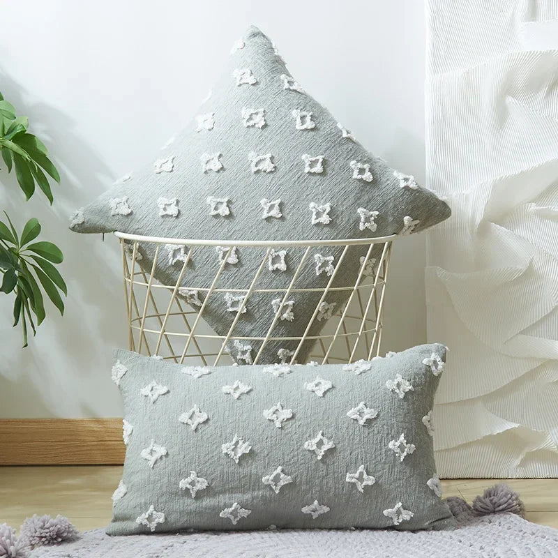 Axyaa Yellow Star Decor Cushion Cover - 45*45 Cotton Pillow Case Home Decor