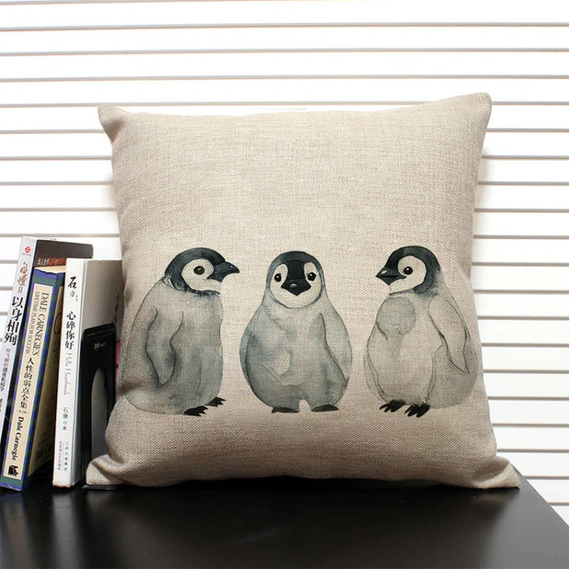 Animal Penguin Cushion Cover 45x45, Axyaa Brand - Cute & Funny Decorative Pillowcase