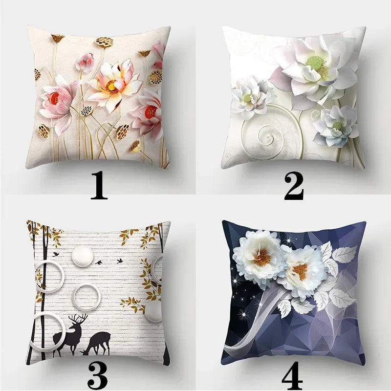 Axyaa Retro Flowers Pillowcase 45cmX45cm Square Sofa Cushion Cover
