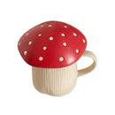 Axyaa Red Mushroom Ceramic Coffee Cup with Lid - 350ml