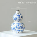 Axyaa Blue White Porcelain Gourd Vase Teapot Flower Arrangement Chinese Retro Bottle