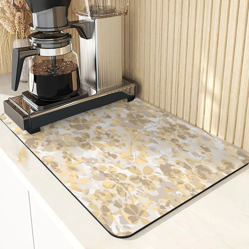 Axyaa Flowers Silicone Drying Mat: Non-Slip Kitchen Table Decor & Protection