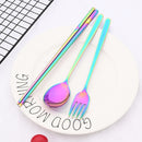 Axyaa Black Gold Stainless Steel Cutlery Set - 10Pcs Luxury Korean Tableware