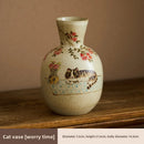 Axyaa Hand-painted Cat Ceramic Vases for Cute Hydroponic Flower Arrangements
