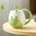 Axyaa Frog Ceramic Mug 450ml - Cute 3D Cartoon Animal Cup for Kids & Christmas Gifts