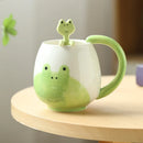 Axyaa Frog Ceramic Mug 450ml - Cute 3D Cartoon Animal Cup for Kids & Christmas Gifts