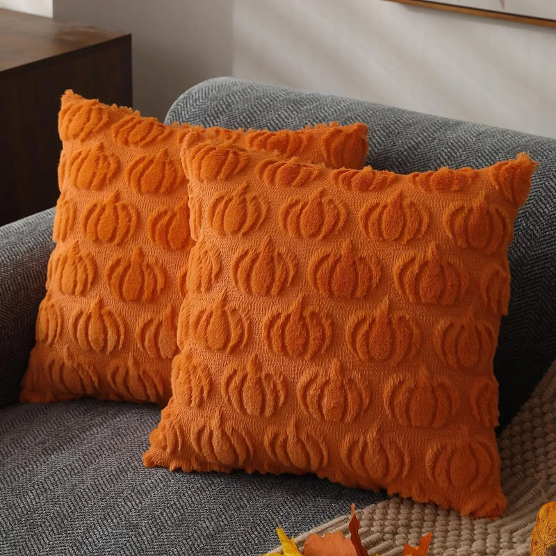 Axyaa Yellow Faux Fur Fall Pillow Covers 45x45CM for Farmhouse Decor