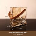 Axyaa Glass Vase Bag Style Handbag: Chic Leather Terrarium Flower Pot for Home Decor