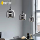 Axyaa Glass Pendant Light in Cognac Smoke LED12w Luxury Hanging Lamp