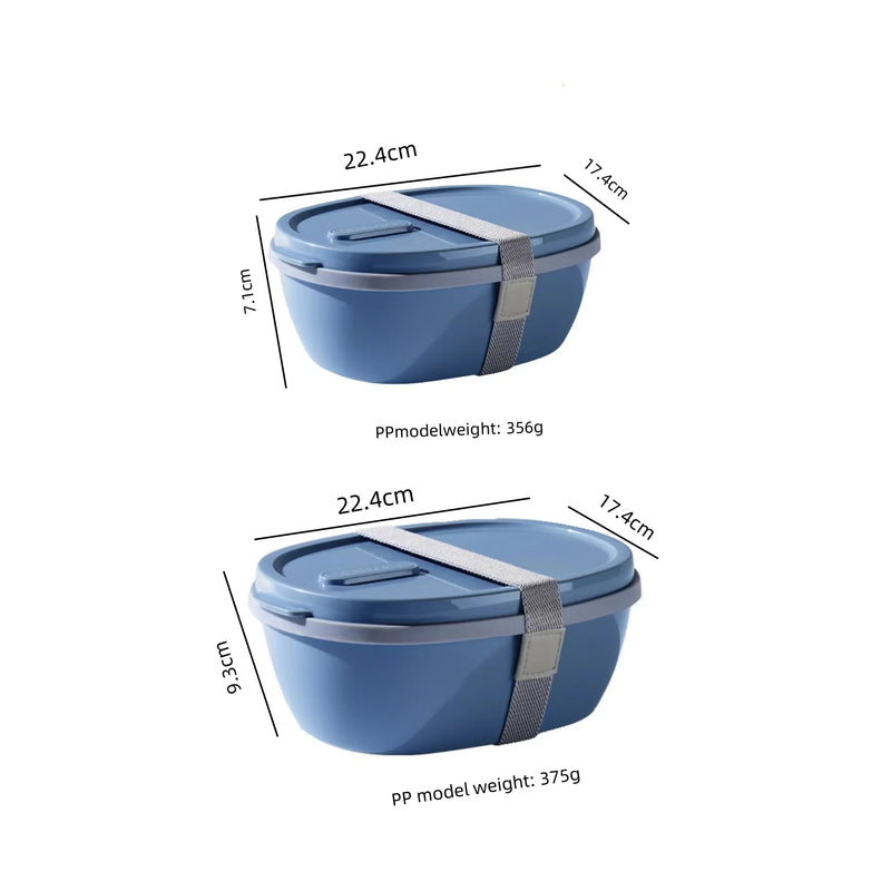 Axyaa Two-Compartment Portable Lunch Box with Detachable Salad Cup.