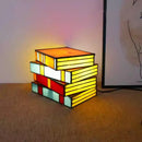 Tiffany Glass Book Lamp LED Night Light for Bedroom Table Decor by Axyaa