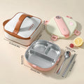 Axyaa Stainless Steel Square Lunch Box with Compartments and Cutlery