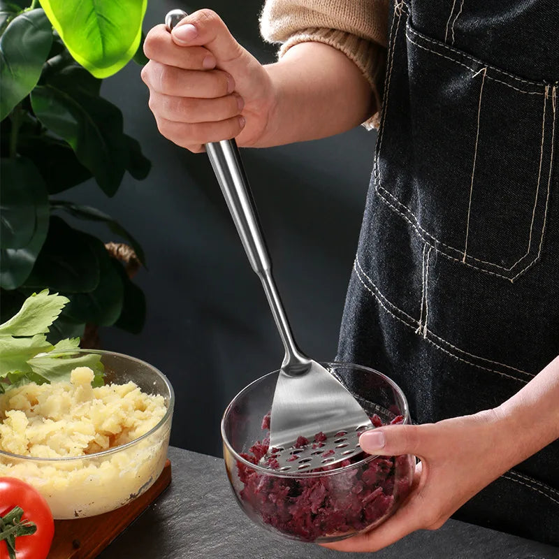 Axyaa Stainless Steel Food Crusher Manual Masher Potato Pumpkin Vegetable Tool Kitchen Accessories