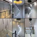 Axyaa Modern LED Stair Chandelier Nordic Style for Duplexes Bars and Lofts