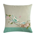 Blue Flower Bird Branch Pattern Cushion Set by Axyaa - Square Pillowcase Home Decoration