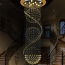 Axyaa Duple Stair LED Crystal Chandelier for Hotel Lobby - Modern Villa Droplight.