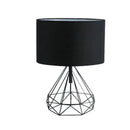 Axyaa Geometric Diamond Design Desk Lamp Black White Gold Retro Cloth Shade Table Lamps