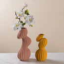 Axyaa Geometric Twisted Stripes Ceramic Vase for Abstract Flower Arrangement & Home Decoration