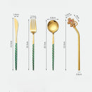 Axyaa Christmas Stainless Steel Cutlery Set Golden Straw Gift Box