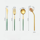 Axyaa Christmas Stainless Steel Cutlery Set with Golden Straw Gift Box