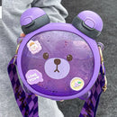 Axyaa Bear Water Bottle 750ml - Cute Double Sided Design, BPA-Free Tritan, Portable with Straw