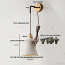 Axyaa LED Pull Chain Wall Sconce Cement Shade Wood Stair Light