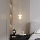 Axyaa Modern White Glass LED Pendant Lamp with Adjustable Black Gold Metal Wire