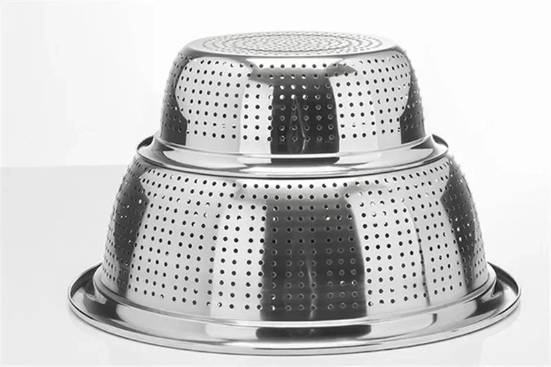 Axya Stainless Steel Mesh Sifter Colander Strainer Sieve - Round Basin Filter Tray Basket