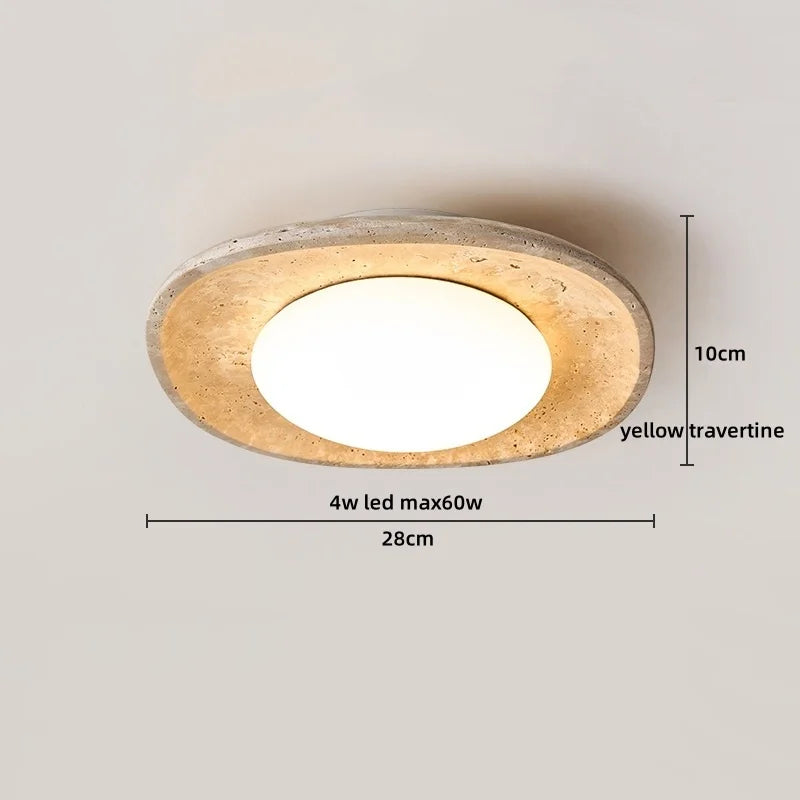 Axyaa Nordic LED Stone Ceiling Lamp - Yellow Travertine Finish