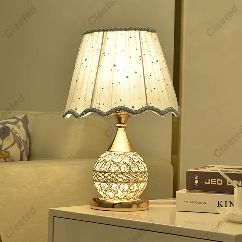 Axyaa Elegant Crystal Table Lamp for Bedroom and Living Room