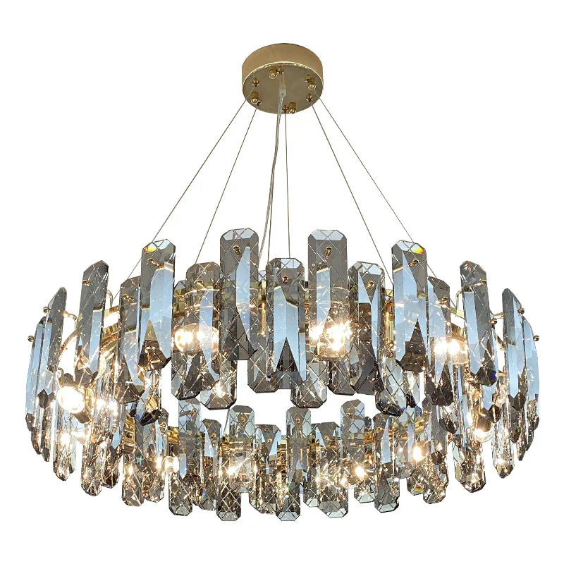 Axyaa Crystal LED Chandelier for Luxury Living Room & Dining Area