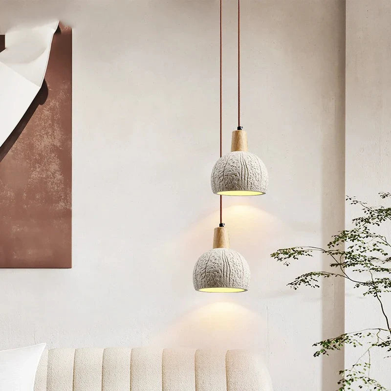 Axya Round Cement Chandelier LED Pendant Lamp for Bedroom and Dining Room